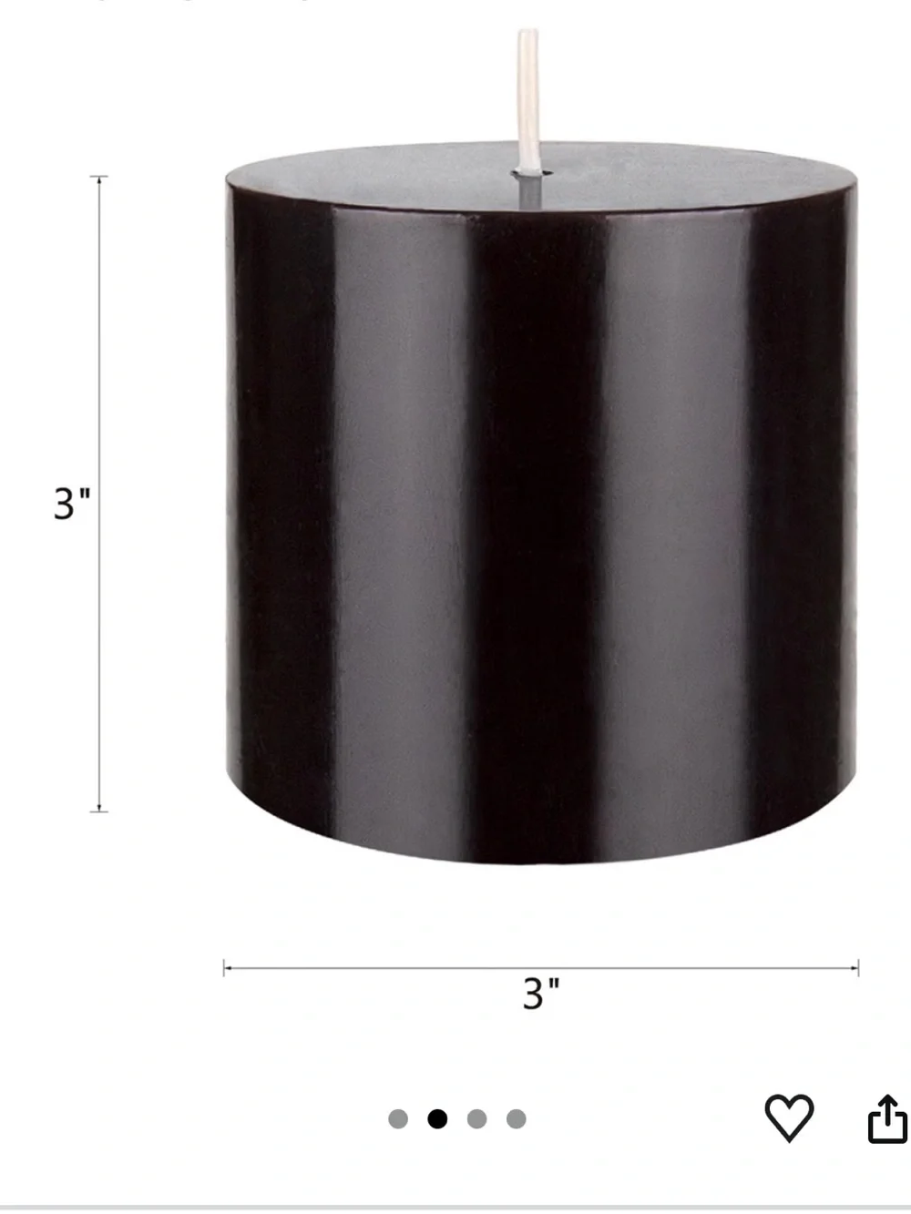 Black Unscented Pillar Candle Set of 3 - 3x3”